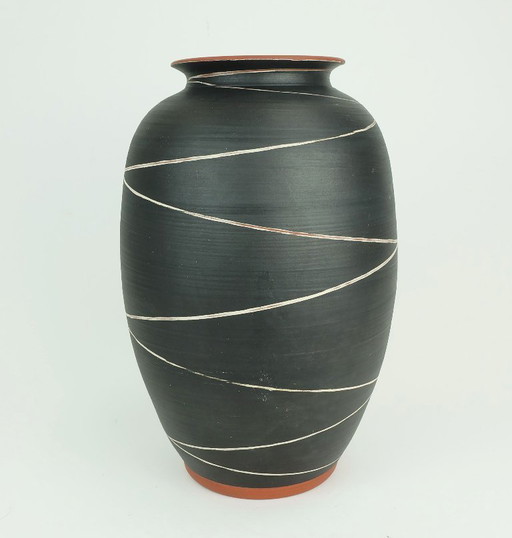 mid century ceramic VASE wekara model 10/30 stripe decor german 1950s pottery