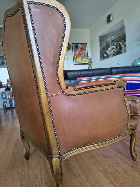 Chesterfield style Armchair – Wood, Leather (photo 10 of 11)