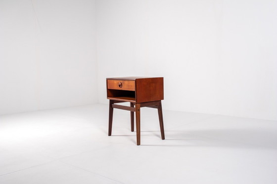 Image 1 of Table de chevet en teck de style Mid-Century avec tiroir et étagère ouverte, design danois, années 1960