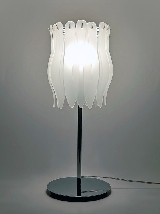 Massive Table lamp with glass slats – Metal, Vintage (photo 11 of 18)