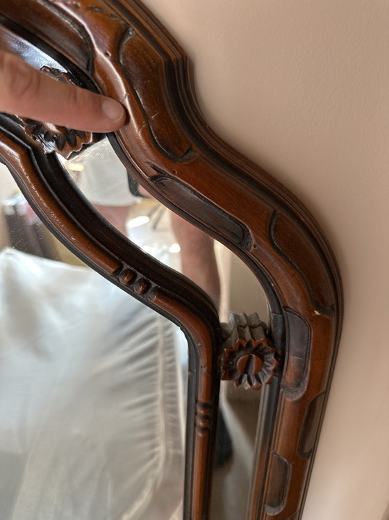 Prachtige Vintage Franse Toogspiegel – Wood (photo 6 of 6)