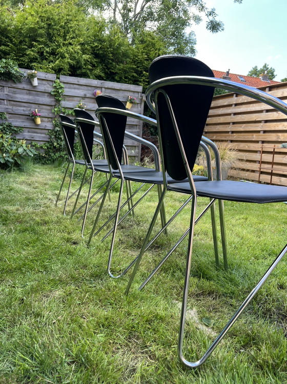 Image 1 of 4 x Moderner Chromstuhl aus Leder