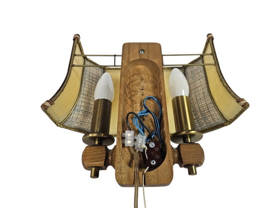 Image 1 of Lampada da parete Herda Holland - a sospensione - legno - ottone - anni '70