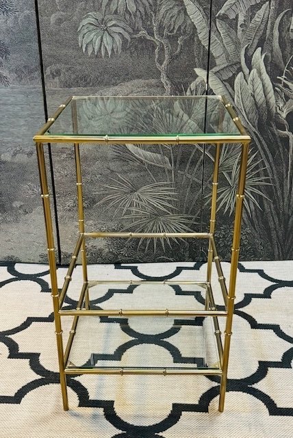 Brass Side Table Sidetable Faux Bamboo Hollywood Regency Style