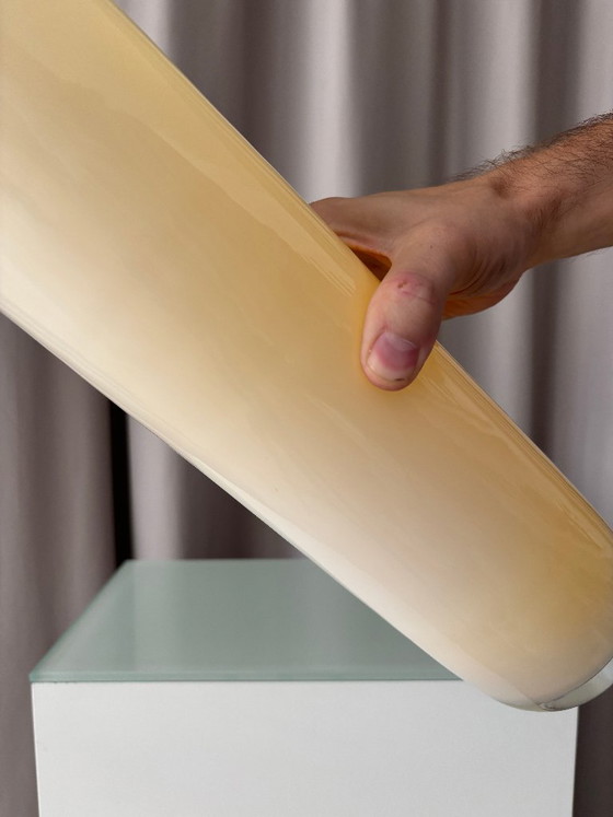 Vaso Cilindrico, Vetro Crema e Giallo, Vasi, Modern (foto 6 di 8)
