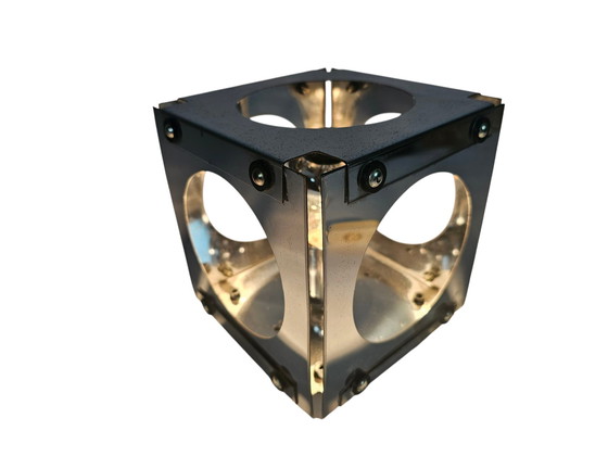 Image 1 of Vintage Cube lamp - tafellamp - verchroom staal - 1970's