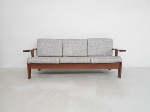 Mid-century minimalistic sofa in teak, Attributed to Harry de Groot for Leolux, The Netherlands 1950's