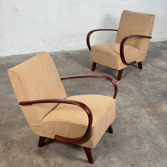 Image 1 of Een paar volledig gerestaureerde Jindřich Halabala Type C fauteuils, jaren 1930 – Tsjechoslowaakse Art Deco