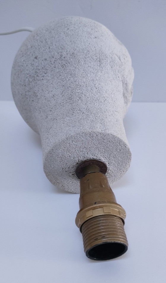 Lampada in pietra intagliata anni '90, Lampade da tavolo, Beige, Vintage (foto 11 di 14)