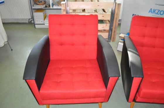 Set of Vintage Red & Black Lounge Chairs, 1960s – Chairs and lounge chairs (photo 3 of 7)