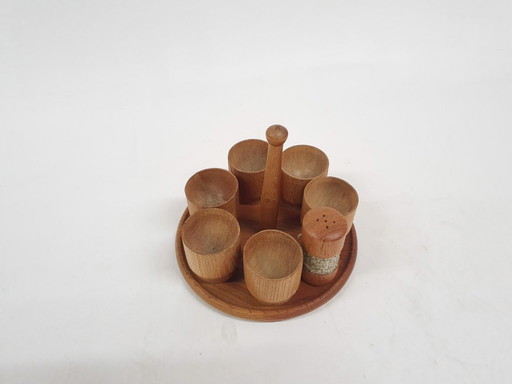 Vintage wooden egg cups, The Netherlands 1950's