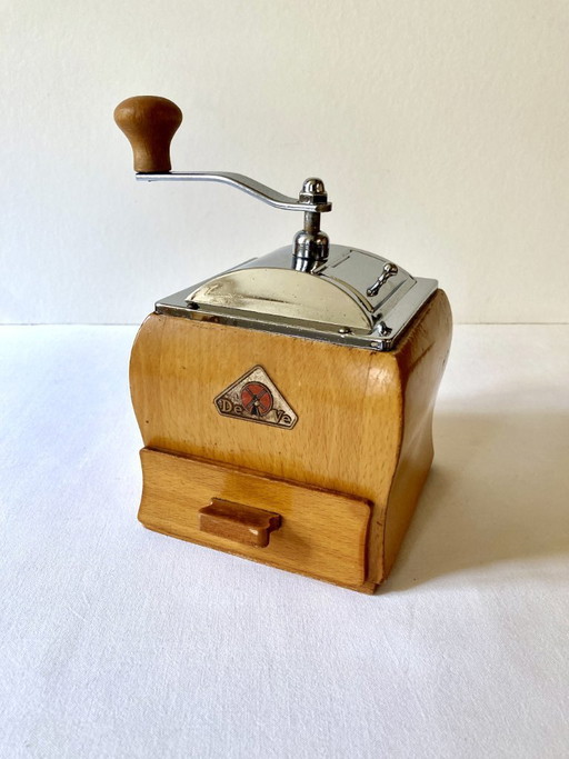 Wooden coffee grinder, Deve brand (Netherlands), 1950s