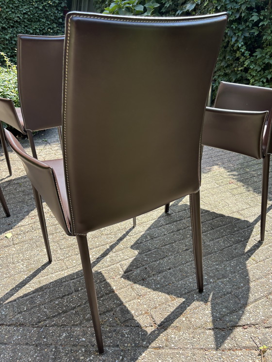 Bontempi Eetkamerstoel chocoladebruin, hoge rugleuning (6 stuks) – Eetkamerstoelen, Leather (photo 3 of 15)
