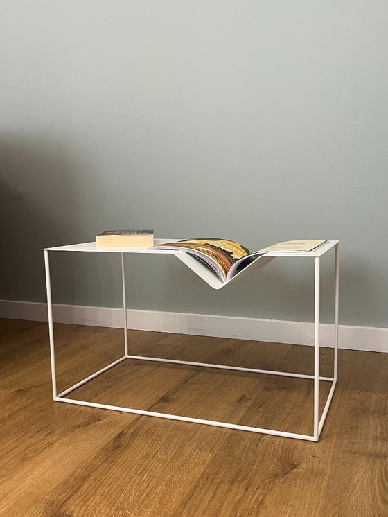 Image 1 of Modern White Geometric Side Table – Unique Designer Piece