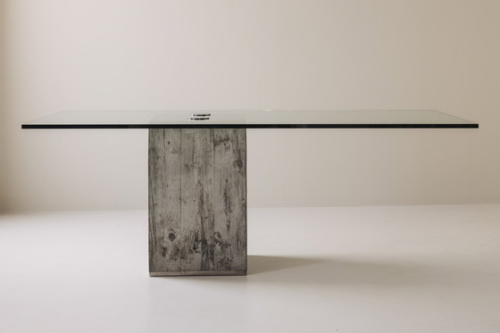Image 1 of Very Rare Concrete and Glass Dining Table by Saporiti, Italy 1960s
