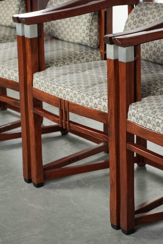 Image 1 of 4 x Art Deco design Schuitema eetkamerstoel uit de Decoforma serie met luxe stoffen bekleding