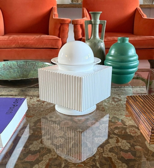 Sergio Asti, jarrón posmoderno de cerámica blanca, Cedit, Italia, década de 1970