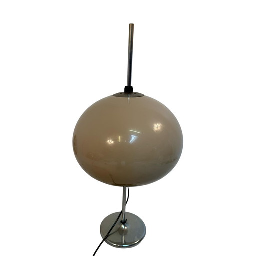 Pop Art / Space Age Design - Lampe champignon avec abat-jour en plexi brun et base chromée