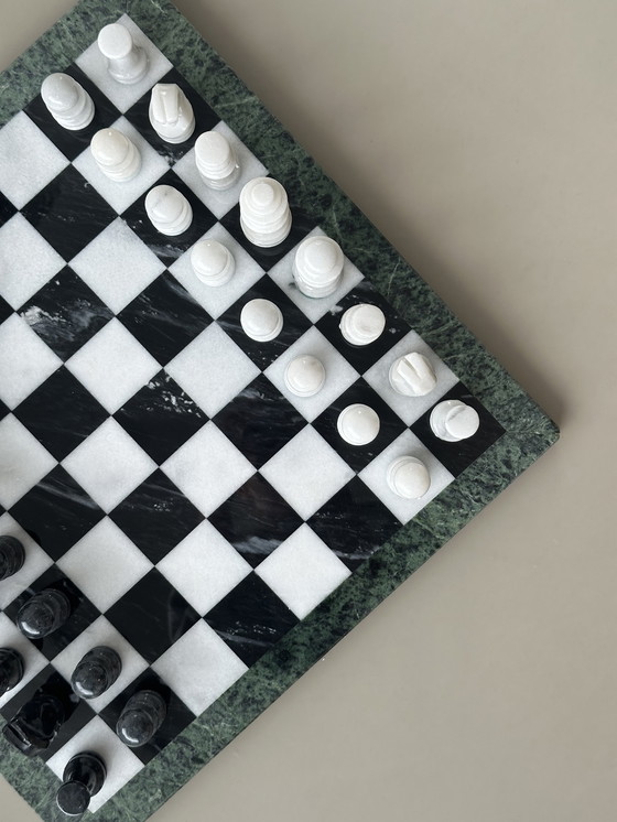 Image 1 of Marmeren schaakspel XL groot schaakset bord steen 