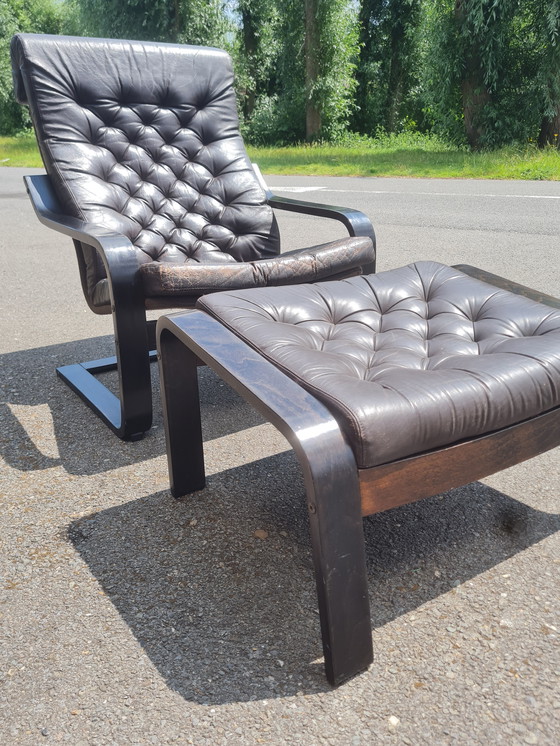 Image 1 of Poem Lounge Chair with Hocker - Noboru Nakamura for IKEA - 1970s