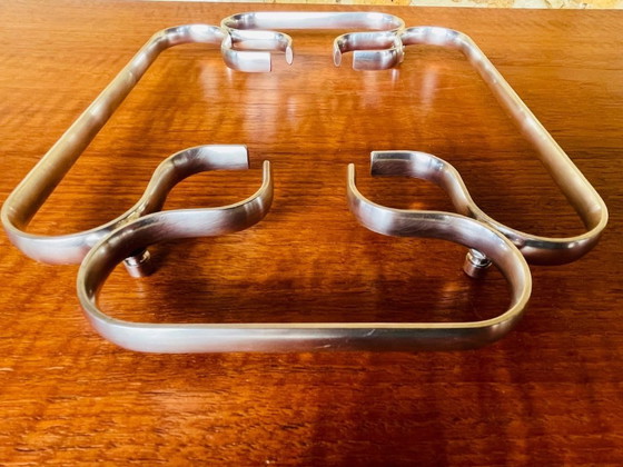 Image 1 of Art Deco, vintage, verzilverde onderzetter uit Italië, jaren 1940