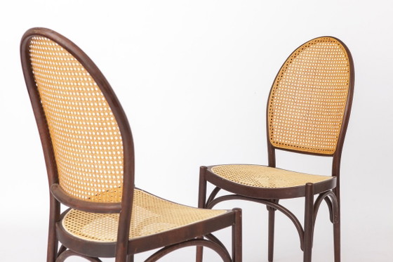 Paire de Chaises de Salle à Manger Vintage Thonet en Bois Courbé avec Cannage Viennois, Années 1960-1970 (photo 5 of 11)
