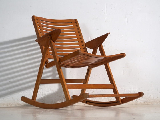 Antique folding Rex rocking chair by Niko Kralj – Slovenia, circa 1970 – Brass, Vintage (photo 14 of 40)