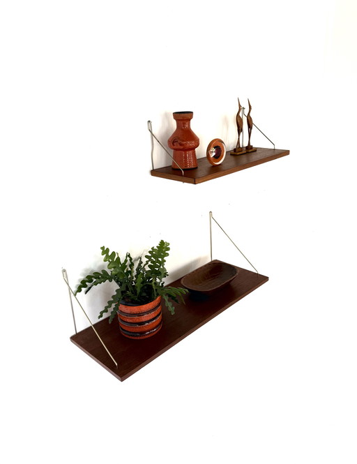 Ensemble de 2 panneaux muraux vintage en teck des années 60