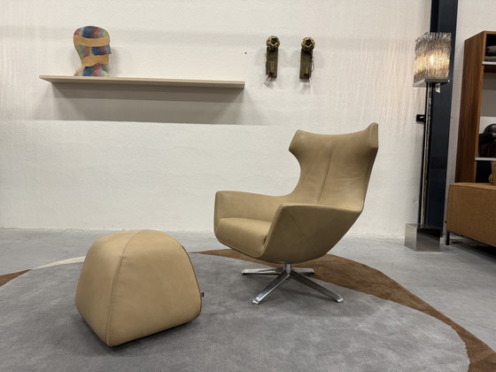 Image 1 of Fauteuil Relax Design on Stock Nosto avec pouf BimBom en cuir Loxton