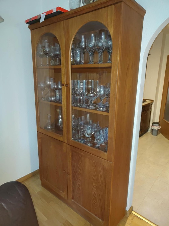 Arched Display Cabinet Danish Design Oak/Teak Mid Century/Vintage – Wood, Glass (photo 2 of 5)