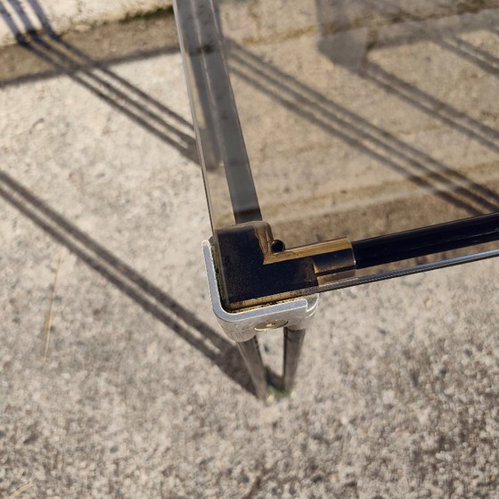 Tables gigognes en verre noir et or, Tables d'appoint, Métal, Vintage (photo 12 sur 15)