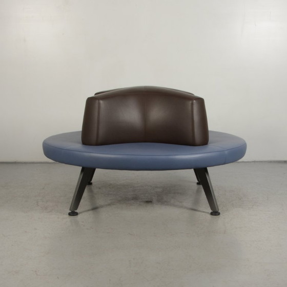 Kusch & Co Travel ontvangstbank, bruin/blauw leder – Bankjes, Leather, Metal (photo 2 of 5)