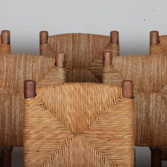 Set of 6 chairs, Bauche n°19 model, by Charlotte Perriand, 1950, Dining chairs, Wood, Brown (photo 3 of 8)