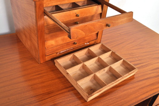 Image 1 of Vintage Beukenhouten Fourniturenkastje, Jaren 50