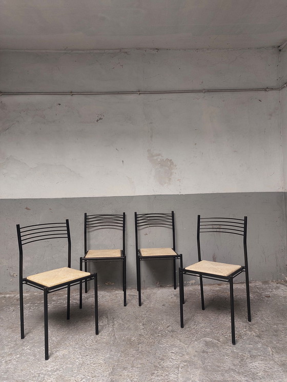 Image 1 of 4 x Sillas de mimbre y metal de los años 80