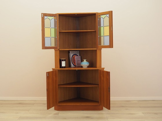 Danish Teak Corner Display Cabinet From The 1960s With Leaded Glass Doors – Wood (photo 4 of 15)