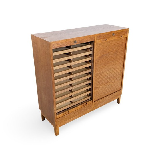 Image 1 of Midcentury Rollladenschrank Kommode Eiche Jalousie Büroschrank