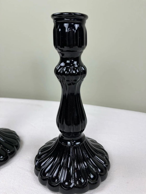 Par de portavelas de opalina negra – Barok (photo 3 of 8)