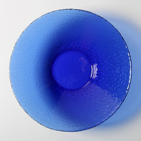 Image 1 of Mid-Century Cobalt Blue Glass Bowl / Large France Centerpiece / Arcoroc / France / 1980s