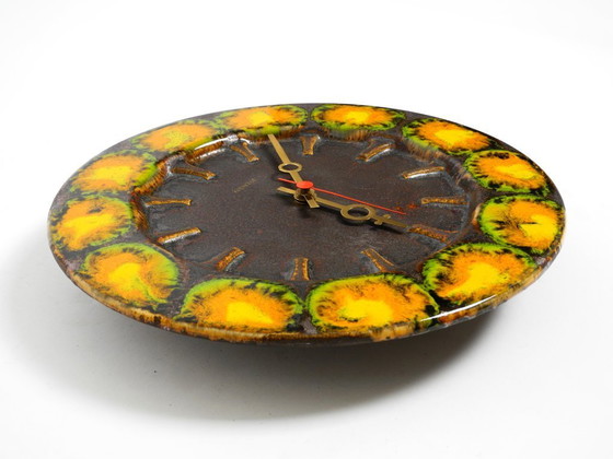 Image 1 of Bellissimo grande orologio da parete in ceramica Fat Lava di Kienzle del 1960