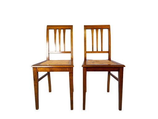 Set van 2 Art Nouveau stoelen Weense vlechtwerk bijzetstoel Antiek