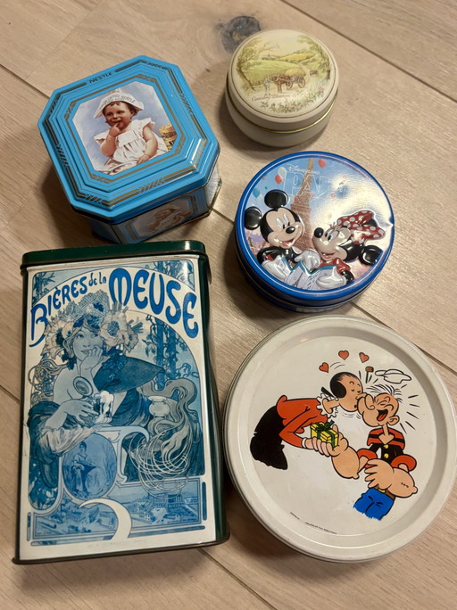 5-Piece Set European Vintage Collectible Tins – Nostalgia & Art Nouveau – decoratieve objecten, Metal (photo 2 of 11)