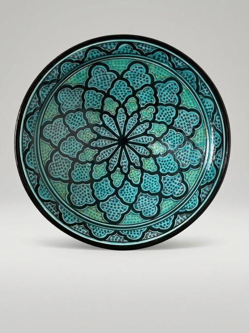 Großer marokkanischer polychromer Fayence-Wandteller – 40 cm