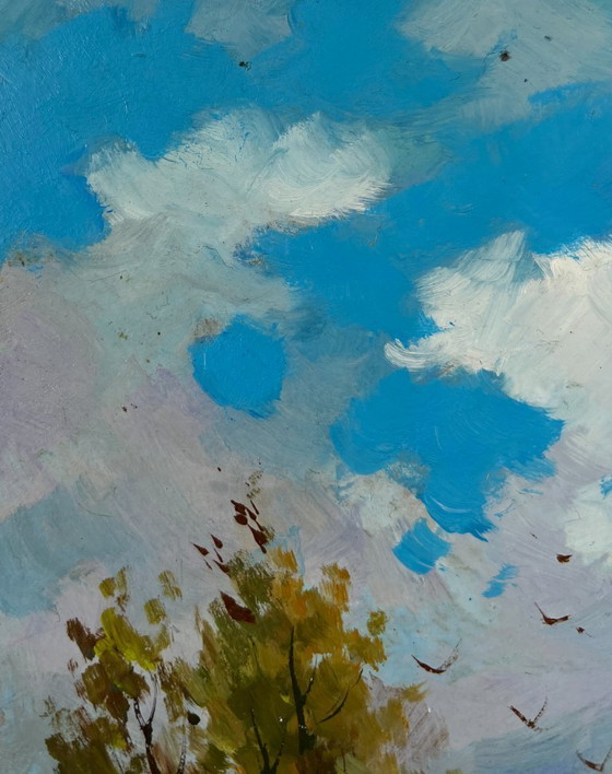 Image 1 of Original Oil Painting Summer Nature Landscape Path to the sky