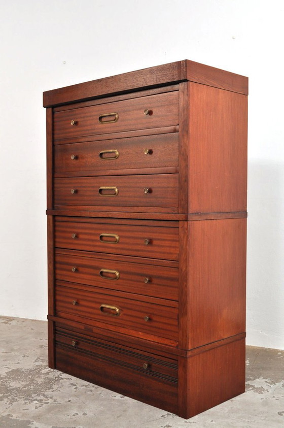 Cassettiera modulare in mogano / schedario, anni '50 – Cassettiere, Legno, Vintage (photo 7 of 13)