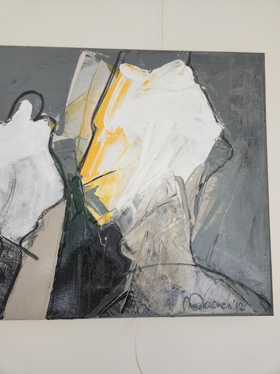 Image 1 of A beautiful, large abstract artwork by the artist Mia Vaenen, dated 2012.