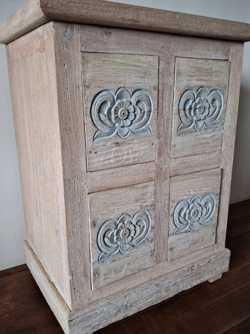 Sideboard with 4 drawers made of recycled teak wood