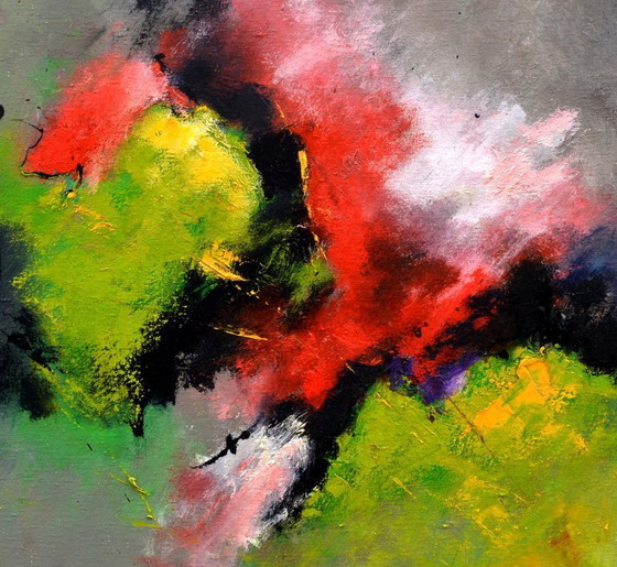 Image 1 of Rode bloemen in een groen veld