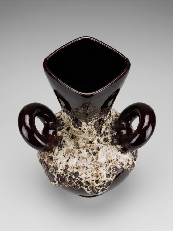 Image 1 of Grande vaso in ceramica Vallauris con manici, decorazione a smalto "lava", anni '60-'70.