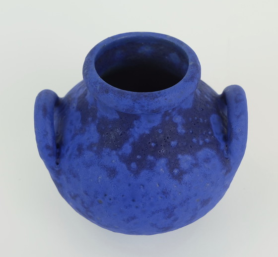 Image 1 of Mid Century Vase Hartwig Heyne Hoy Fat Lava Intense Blue